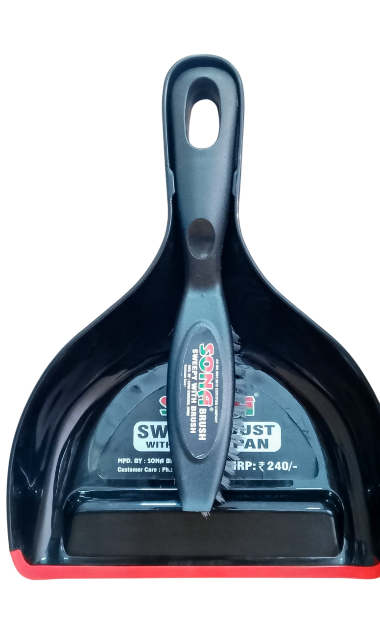 Sona Dust Pan With Sweepy Brush, Black